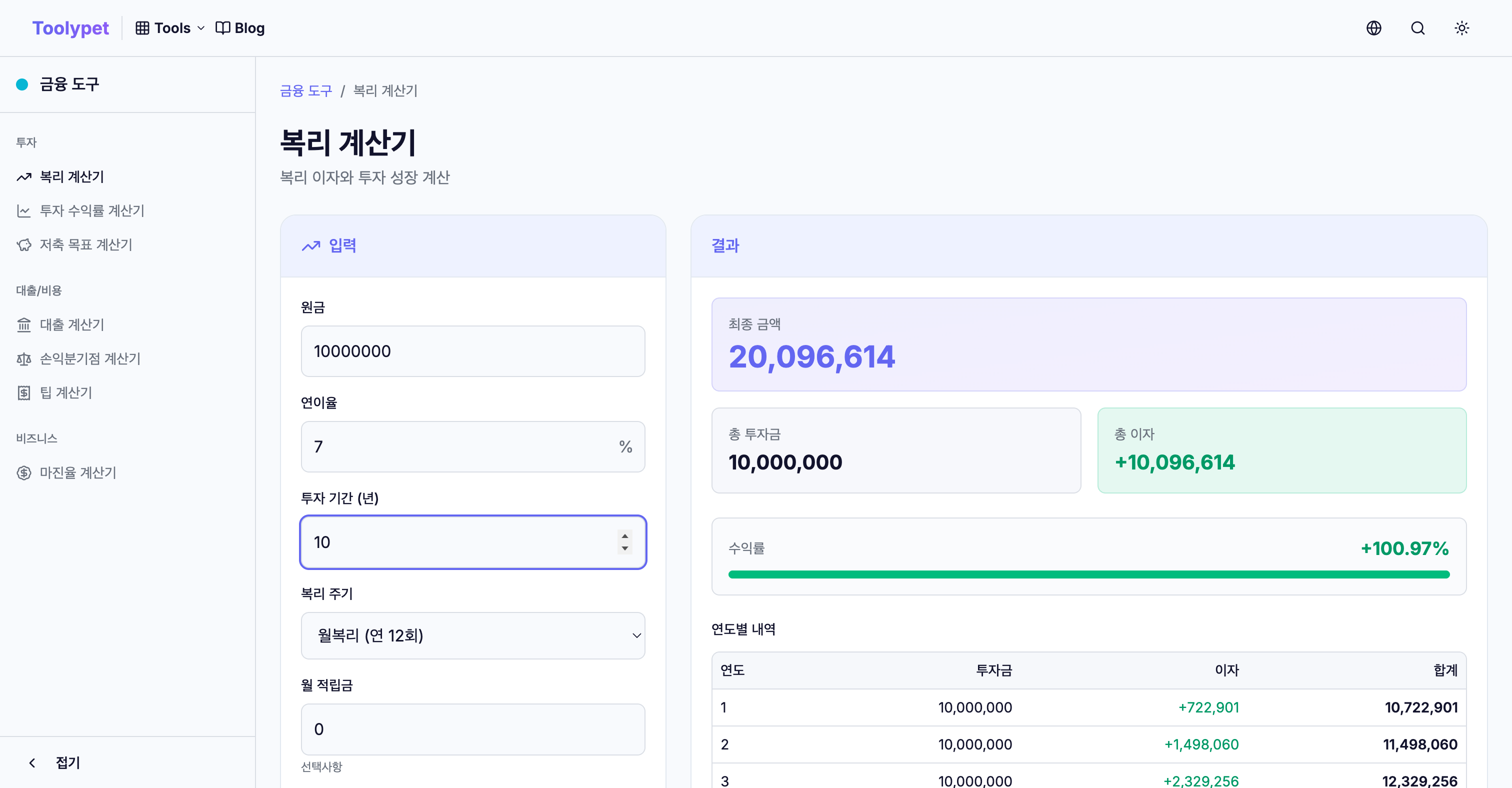 Compound Interest Calculator Input